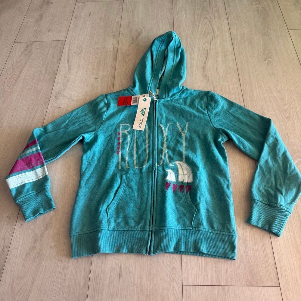 Roxy Girls Logo Hooded Zip Jacket Size L 14/16